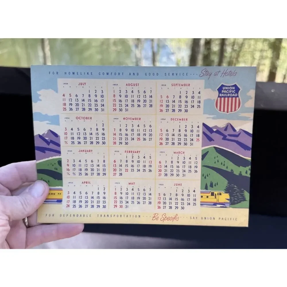1955-56 Union Pacific Railroad UPRR Desk Calendar Be Specific Say Union Pacific